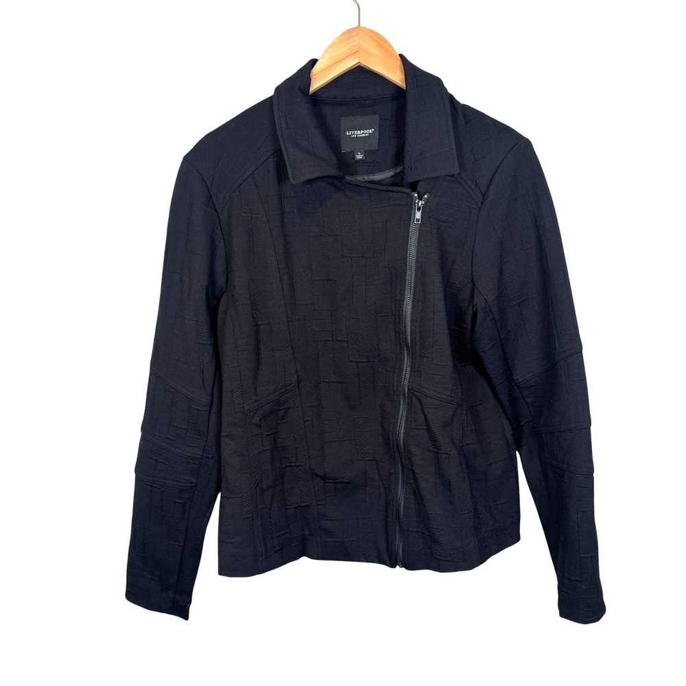 Liverpool Moto Jacket Black Jacquard Night Luxe Regency Biker Core Large Stretch